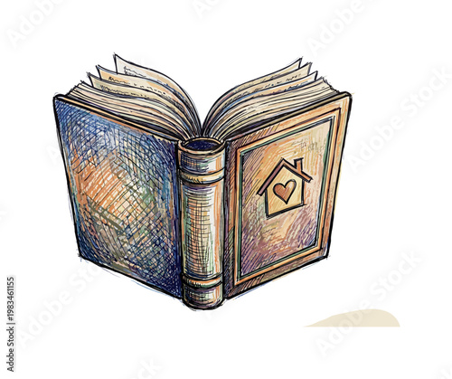 Hardcover book with visible pages and simple cover forming comforting reading object for quiet cozy moments in expressive vibrant