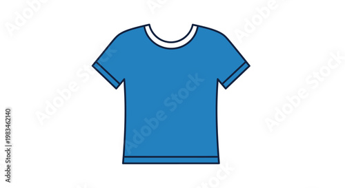 A simple blue t-shirt with short sleeves and a white-trimmed neckline