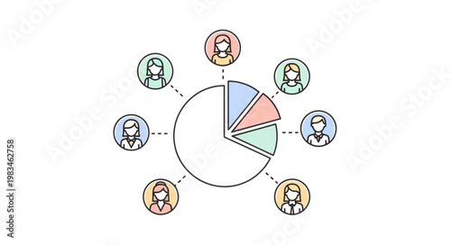 Pie Chart Representing Demographic Data with People Icons.
