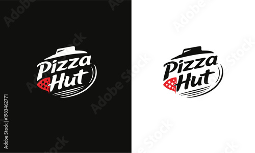 Pizza Hut Logo with Red Pizza Slice and Hut