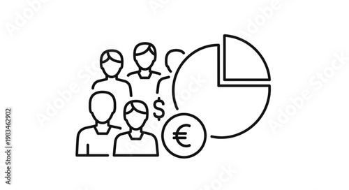 Business Analytics People and Financial Chart Icon.