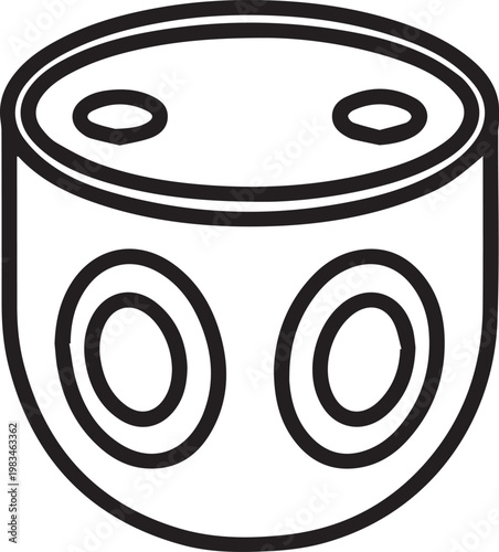 Premium High-Quality Steel Drum Icon with Concave Metal Surface for Industrial Manufacturing Logistics Packaging Waste Recycling Environmental Sustainability Waste Management Logistics