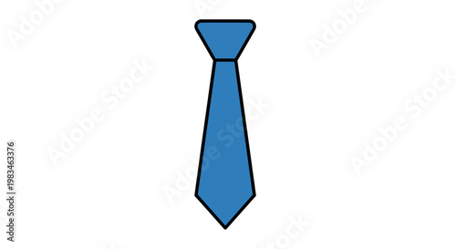A simple, solid blue necktie with a black outline