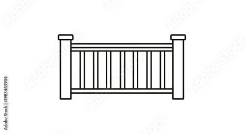 Simple outline drawing of a short, rectangular fence with vertical slats between posts