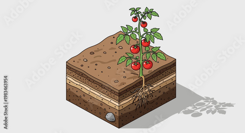 cherry tomato plant growing in soil.