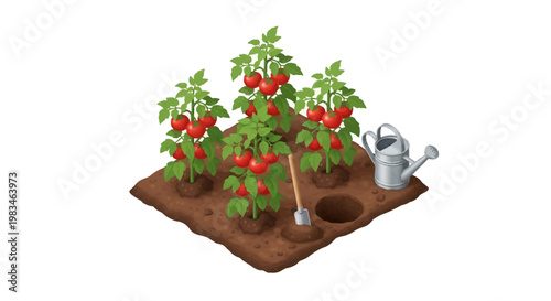 Tomato plants with red ripe fruits.