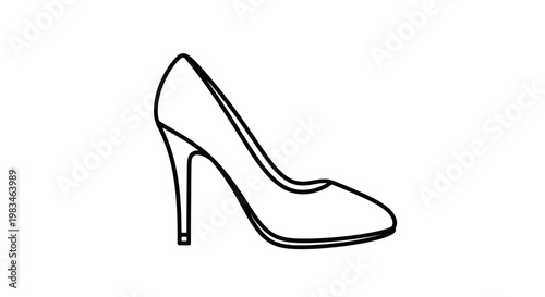 Elegant black outline of a high heel shoe on a white background
