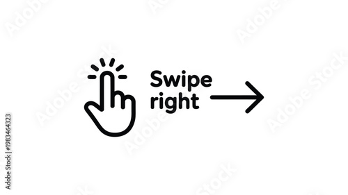 Finger swipe right icon illustrating touch gesture, digital interaction and user interface navigation for mobile, web and app design.