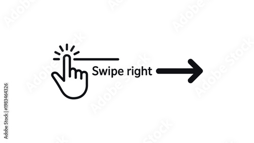 Finger swipe right icon illustrating touch gesture, digital interaction and user interface navigation for mobile, web and app design.
