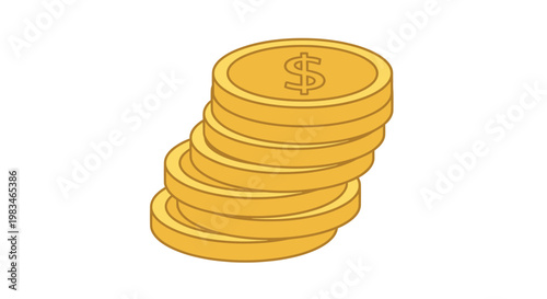 Stack of gold coins with a dollar sign