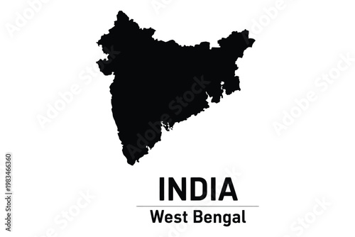 Silhouette of india with text identifying west bengal region