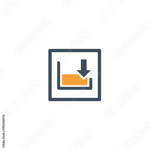 Modern download icon with arrow pointing into a file container or storage box
