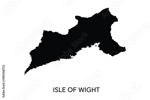 A black silhouette of the isle of wight with its name below