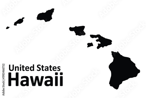 Silhouette of the hawaiian islands with text united states hawaii