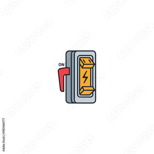 Electric power disconnect switch with lightning symbol