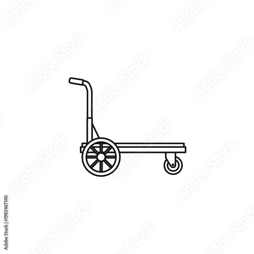 Line art icon of a manual hand truck for cargo transportation