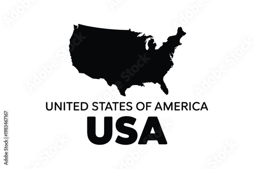 A black silhouette of the united states with accompanying text