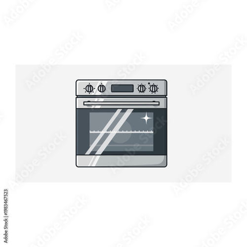 Detailed icon of a modern stainless steel oven