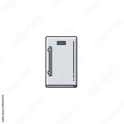 Modern stainless steel refrigerator with digital display and handle