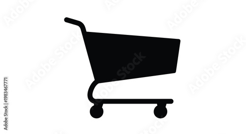 Simple black shopping cart icon on a white background silhouette