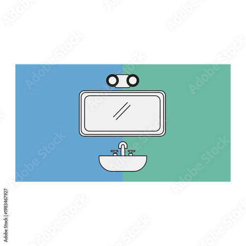 Bathroom vanity sink with wall mirror and light