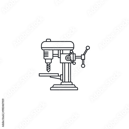 Bench drill press machine line art