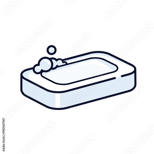Clean bar of soap with bubbles graphic element