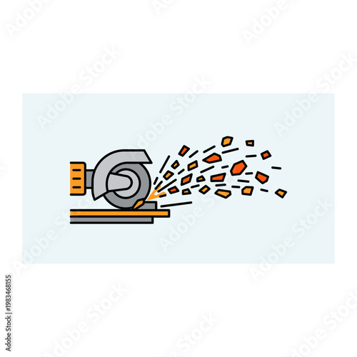 Angle grinder industrial metal cutting illustration