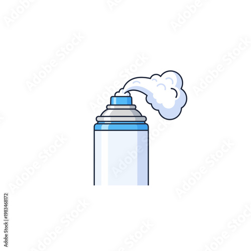 Spray paint can icon with emitting aerosol vapor illustration