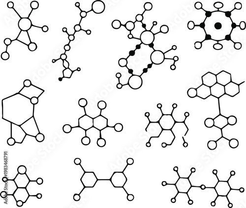 molecule vector illustration organic compound set lab research icon v1