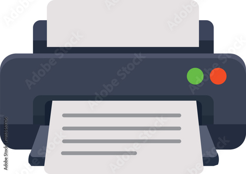 Printer Vector Illustration, Office Document Printing Machine Icon Design