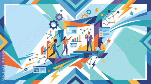 Dynamic Event Flyer Background With Angular Motion Forms