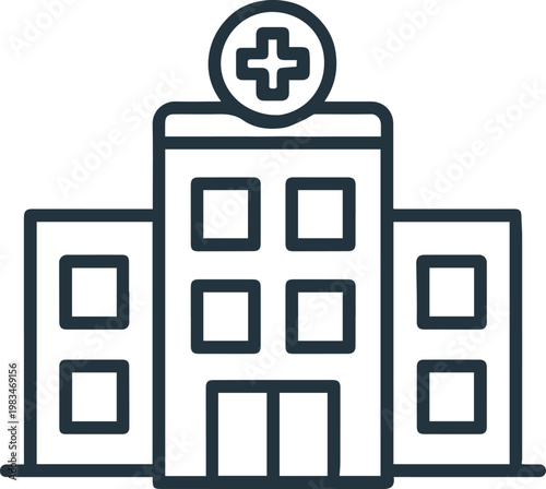 hospital vector outline of medical building with entrance and windows