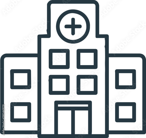 hospital line icon medical center building with cross symbol