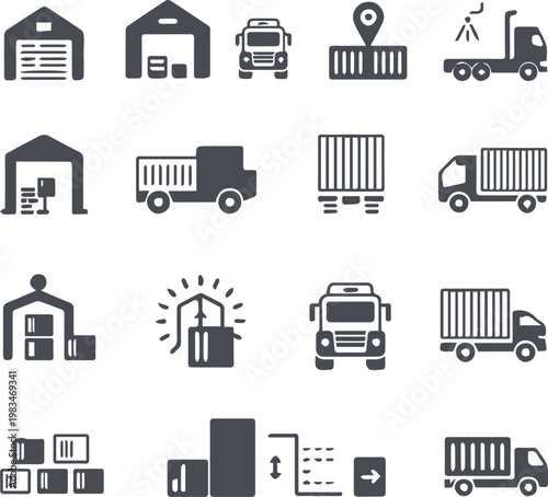 logistics vector collection trucks containers pallets cranes and docks