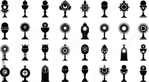 Holy communion chalice and eucharist symbols collection for christian church liturgy design elements