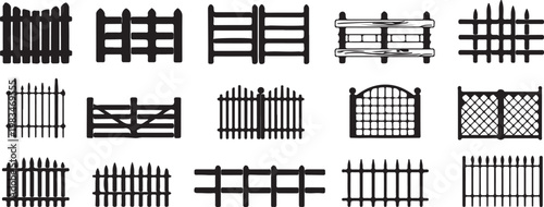 fence vector set designs wood metal iron styles
