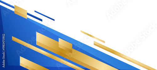 Blue and Gold Modern Abstract Geometric Corner Border for Business