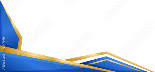 Blue and Gold Modern Geometric Abstract Background Frame Corner Border