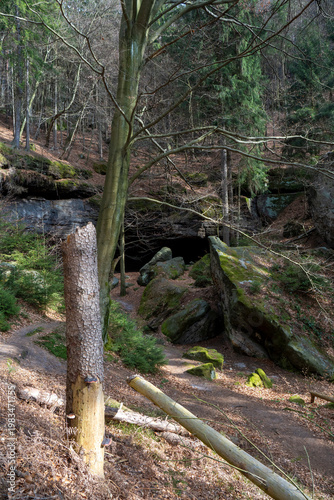 Blick vom Großen Reitsteig zur Hickelhöhle
