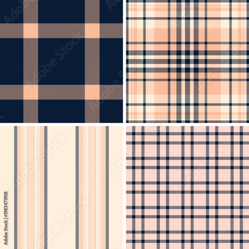 Decorative Halloween plaid set for gift accessories. Suitable for tags, inserts, and packaging details. Seamless vectors align perfectly.