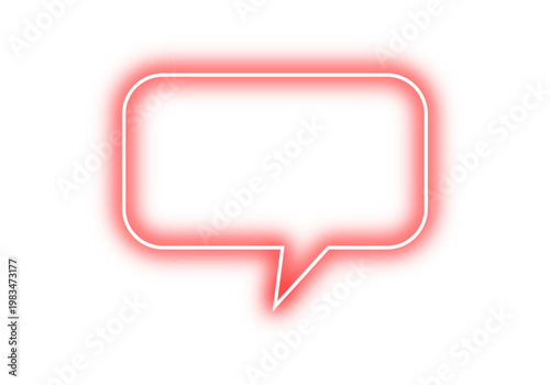 Neon glowing red speech bubble vector icon, luminous glow effect message icon outline. Blank floating dialogue box, chat box with shiny glowing stroke uses for modern design and UI UX design.