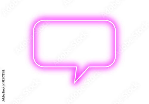 Neon glowing pink speech bubble vector icon, luminous glow effect message icon outline. Blank floating dialogue box, chat box with shiny glowing stroke uses for modern design and UI UX design.