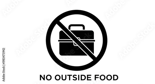 A prohibition sign indicates that outside food is not permitted in this area.