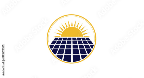 Renewable Energy Source - Sun and Solar Panel Combination