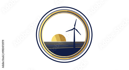 Renewable Energy Landscape with Wind Turbine and Golden Sunset