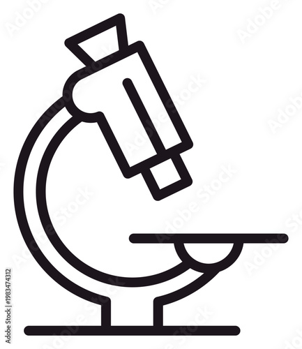 Foto Microscope vector icon illustration, black line art symbol for scientific research, laboratory analysis, medical diagnostics, and education