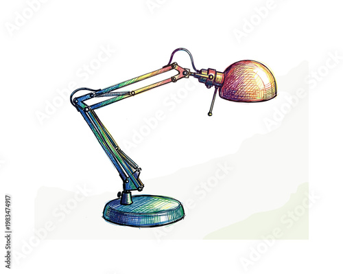 Minimalist desk lamp with articulated arm and rounded head showcasing functional industrial design and clean structure in