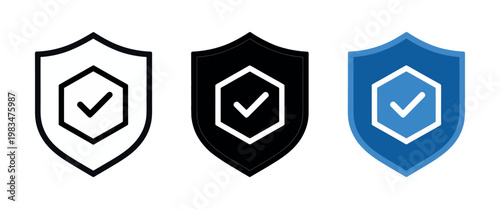 Shield check icon modern vector illustration protection safety trust verified badge symbol security design isolated on white background