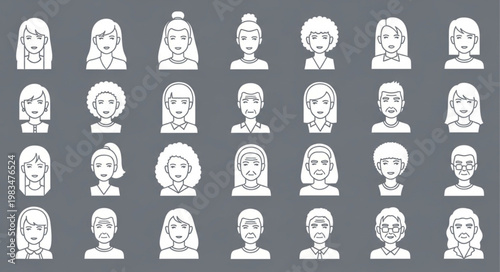 Collection of Diverse Human Avatars Representing Different People.